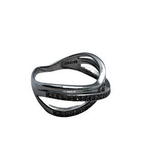 IBB CN 925 Sterling Silver Unique Gemstone Crisscross Design Ring - Size 9